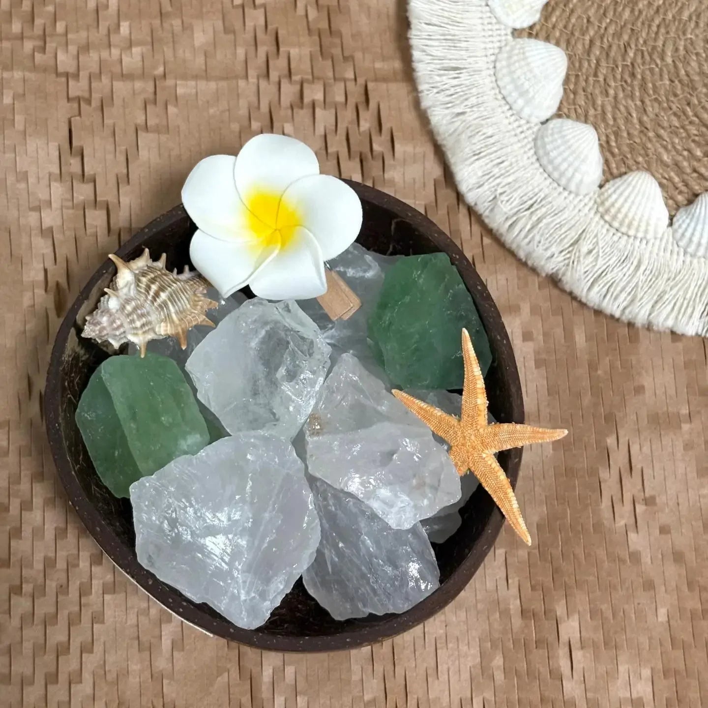 Clear quartz stones styled in a bowl for home decor