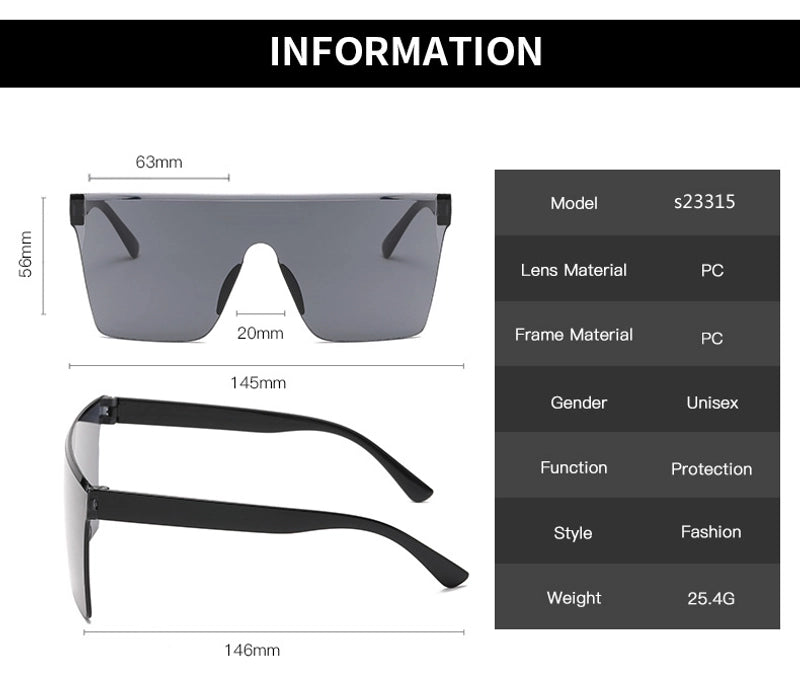 Streetwear Solid Color Pc Square Frameless Men’s Sunglasses