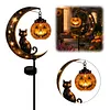Iron Black Cat Moon Ground Lamp with Auto On/Off Solar-Powered Garden Light