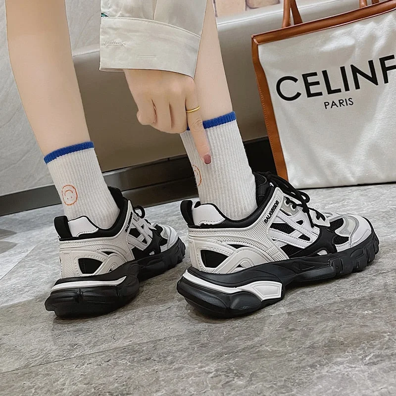 Brand Design Women Chunky Sneakers 2021 Summer Mixed Colors Women's Shoes Breathable Lightweight Ladies Dad Shoes Sport Shoes 211