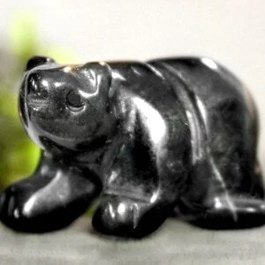 pornhint Pornhint Obsidian Black Bear Totem Spirit Animal Fetish Stone Figurine 8822