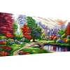 (US Only)Full Embroidery Eco-cotton Thread 11CT Printed Landscape Cross Stitch 131x66cm
