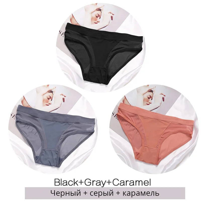 FINETOO Women Low Waist Panties Transparent Mesh Underpants M-2XL Ladies Briefs Female Underwear Fashion Girl Panty Lingerie New