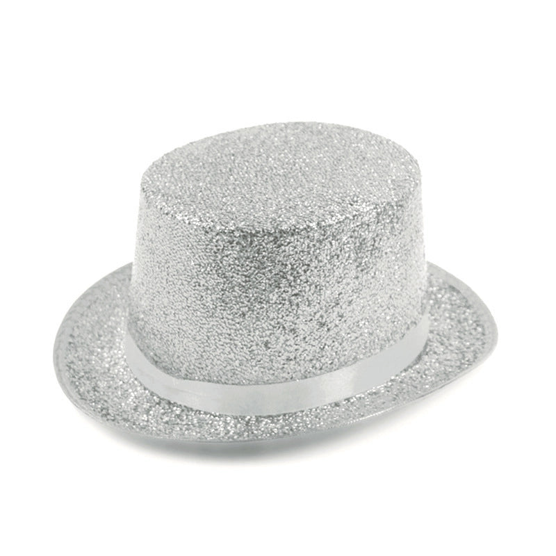 High Hat Retro British Gentleman Jazz Hat Magician Hat Performance Sequin Hat Rain Silk High Barrel Top Hat Non-woven Fabric