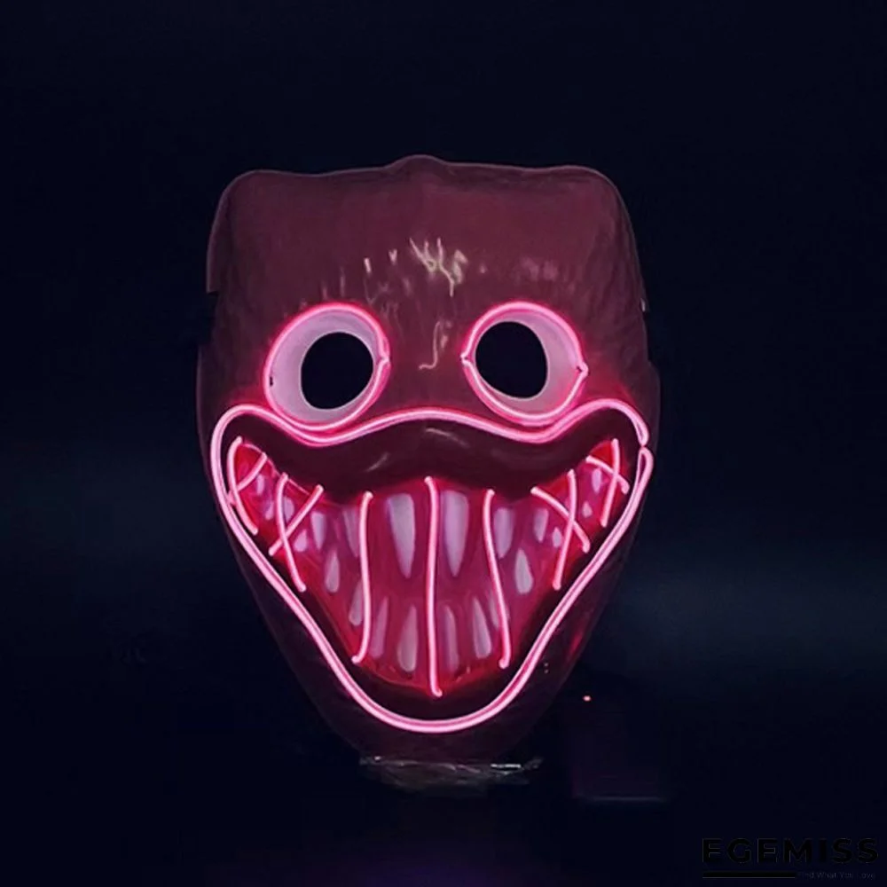 Pink Scary Halloween Mask LED Light up Mask Cosplay Glowing in The Dark Mask Costume Halloween Face Masks | EGEMISS