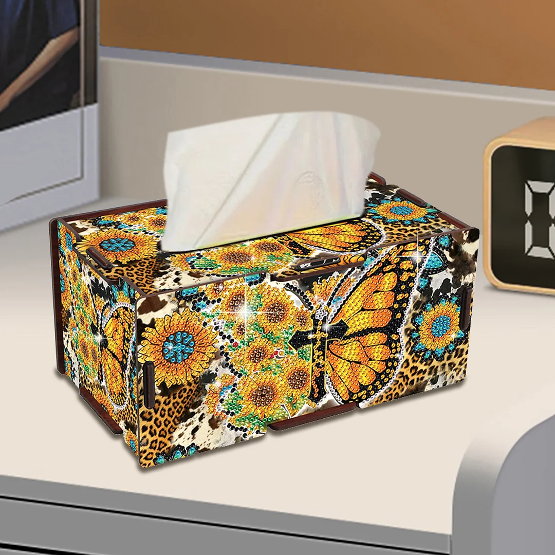 Wooden Diamond Painting Tissue Box for Home and Office Decoration (ZJH031)