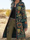 Retro Print Shawl Collar Long Sleeve Loose Cardigan Fashion Outerwear