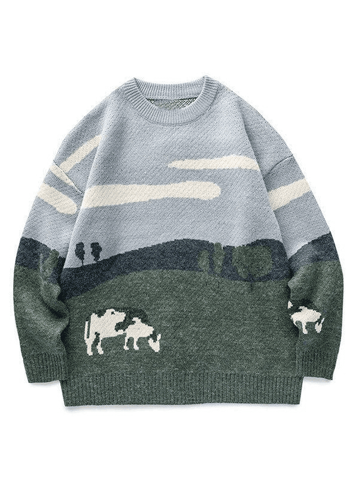 Brownm Farm Land Jacquard Knit Sweater