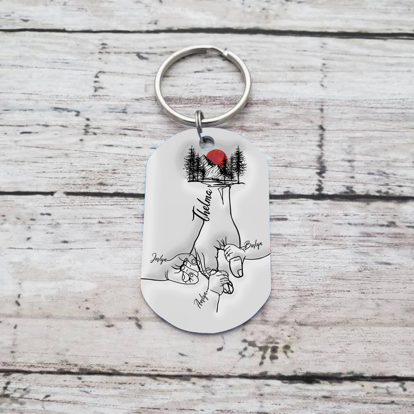 Best Dad Ever - Personalised 4 Names Holding Hands Keychain Custom Family Keychain Father's Day Gifts-Jessemade AU