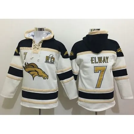 Broncos #7 John Elway White Sawyer Hoodie Sweatshirt Super Bowl 50 Collection NFL Hoodie