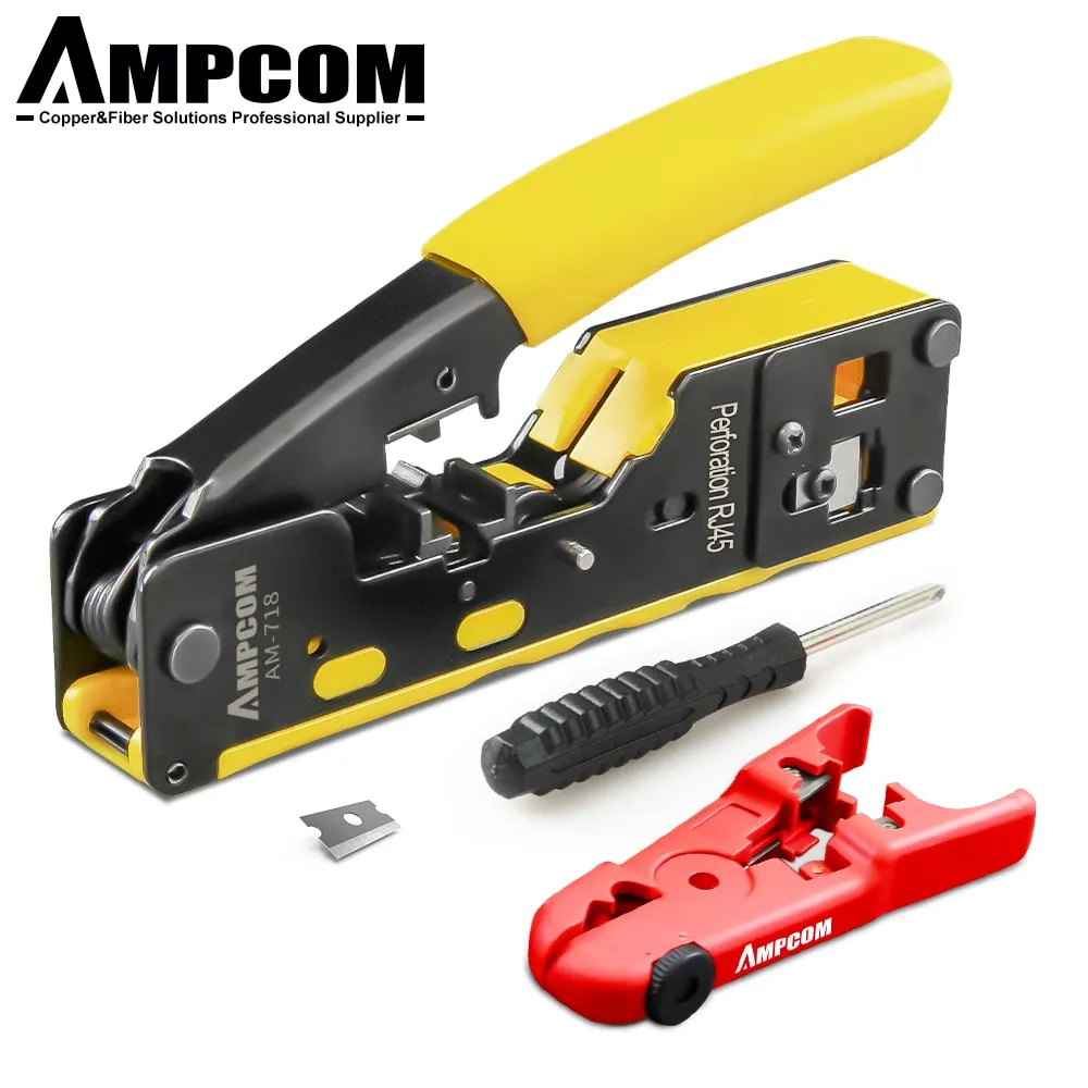 Pass Through Crimper Tool For CAT5 CAT6 CAT7 – EZ RJ45 RJ12 Connectors, Unbranded
