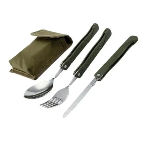 pornhint Pornhint Long cookware backpack Spork fork stainless steel fold knife utensil spoon set combo Picnic camp cutlery tableware flatware
