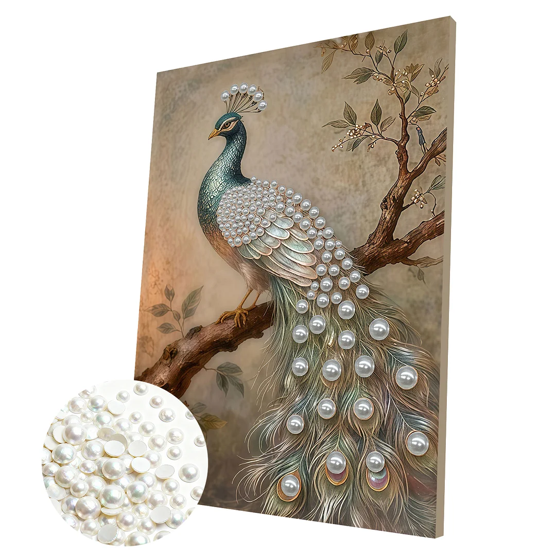 Peacock - DIY Pearl Diamond Art Kit With Frame 30*40cm