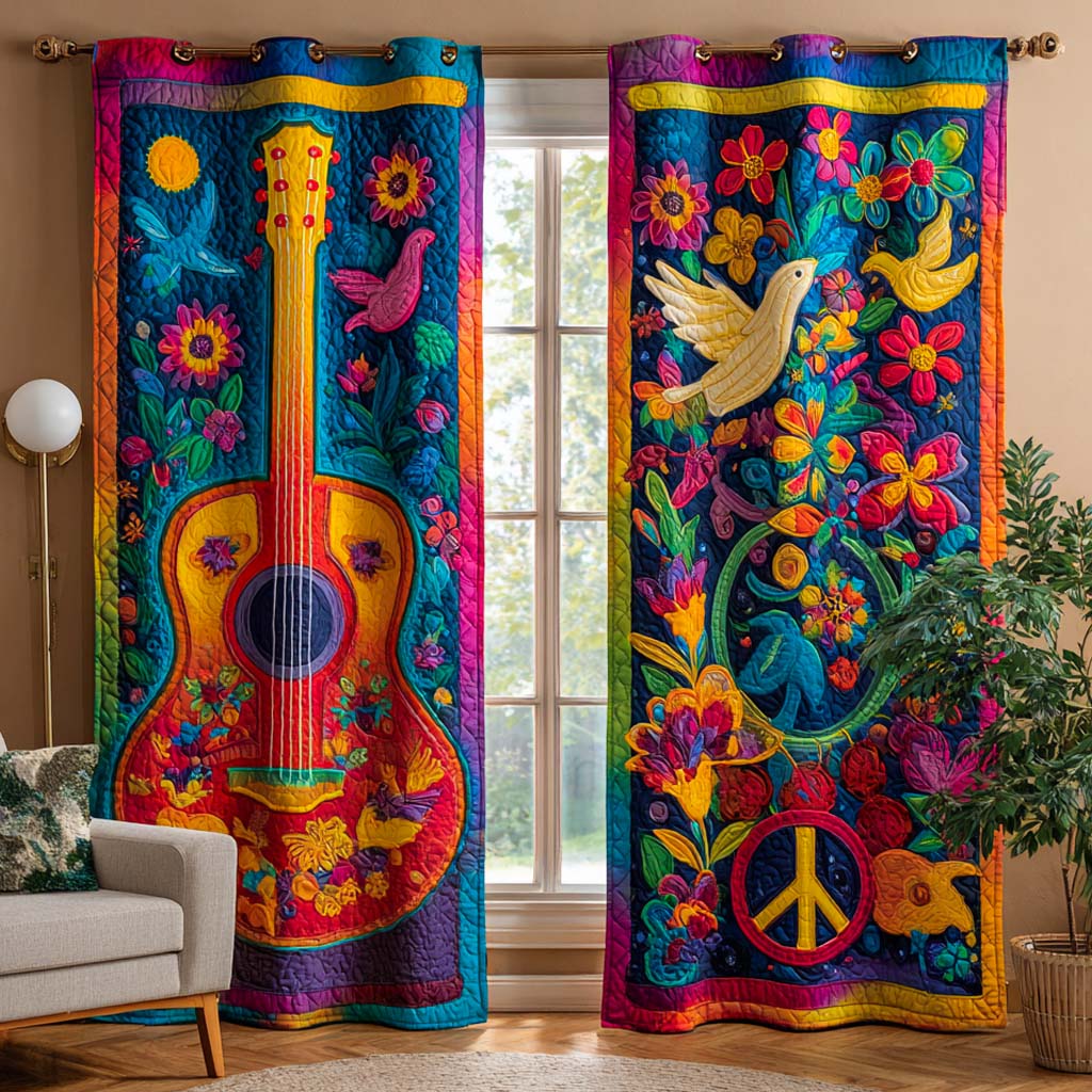 Soul Strings Melody Printed Quilted  Curtains NCU0XD1577