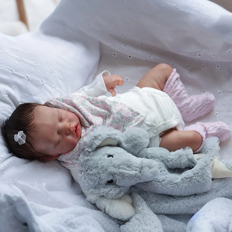  [Heartbeat💖 & Sound🔊] 17'' Real Lifelike Sleeping Girl Reborn Soft Silicone Vinyl Baby Doll Qufar - Reborndollsshop®-Reborndollsshop®