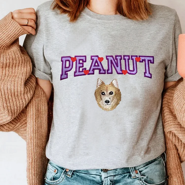 Personalized Pet and Name Embroidered Sweatshirt, Valentine's Day Sweatshirt Hoodie T-shirt