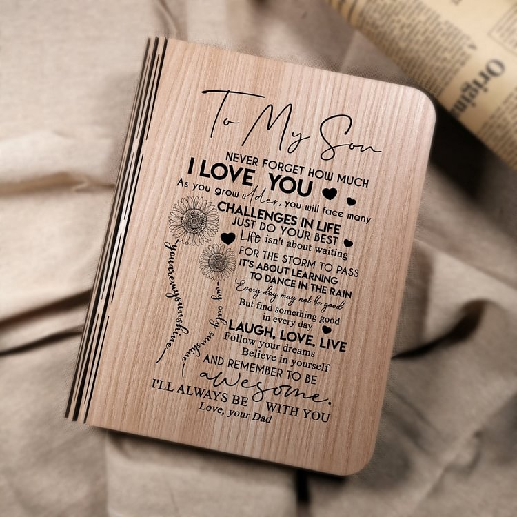 Mayoulove I Will Always Be With You - LED Folding Book Light -Dad To Son-Mayoulove