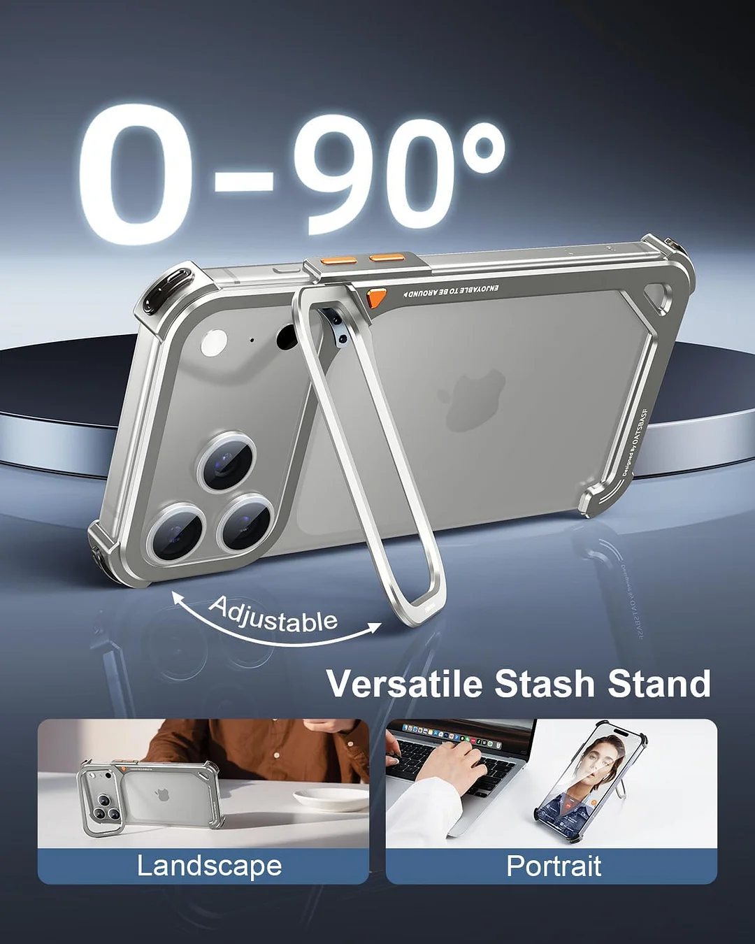 Compatible with iPhone 17 Pro Max metal protective case, aluminum frame, slim backless design, MagSafe compatible, shockproof protection, minimalist frameless phone case, natural titanium