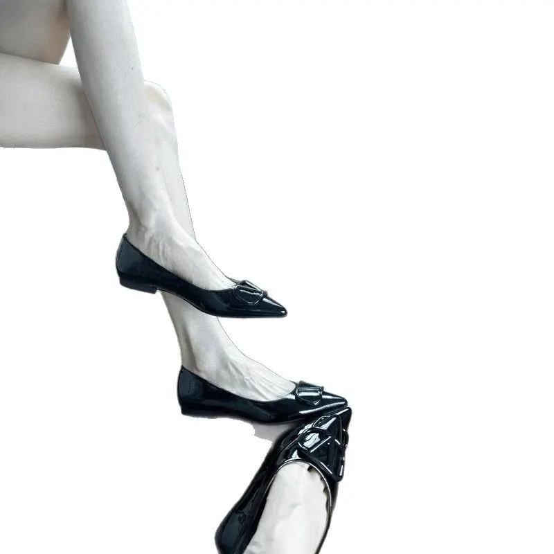 Breakj Breakj 5Cm Invisible Inside The High-Skin Temperament Pointed Side Button Single Shoe French Nude Color Single Shoe