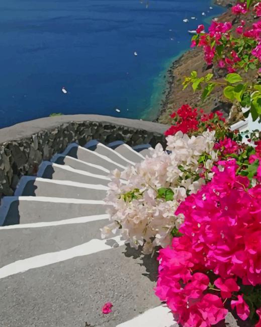 

Santorini Greece Stairs – Paint By Numbers - 40*50CM, 501 Original