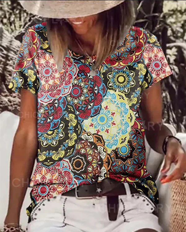 Mandala Floral Crewneck Top