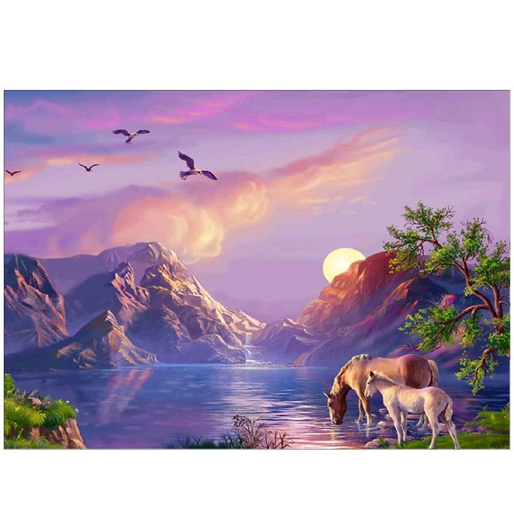 Full Round Diamond Painting Sunset Scenery (40*30cm)