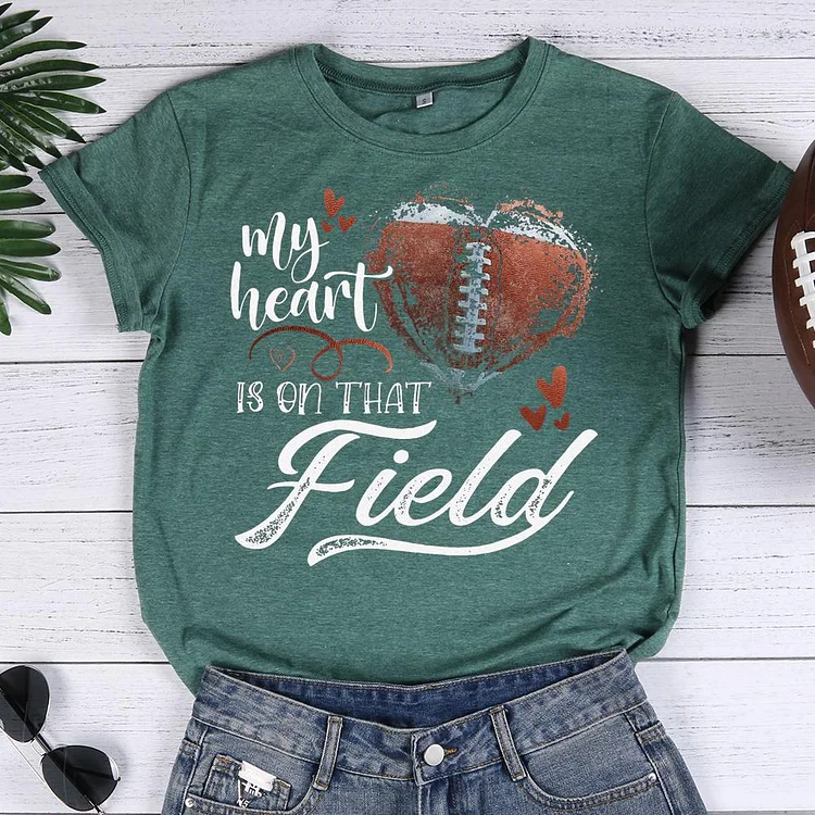 My Heart is on That Field Rugby Round Neck T-shirt-Annaletters
