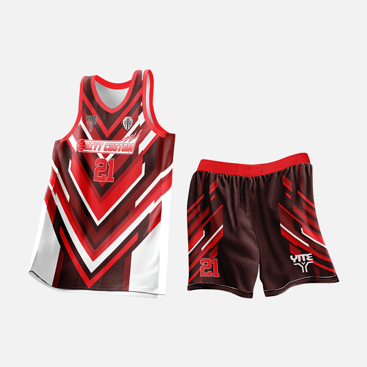 YITE | XL25-022- White And Red Basketball Uniforms
