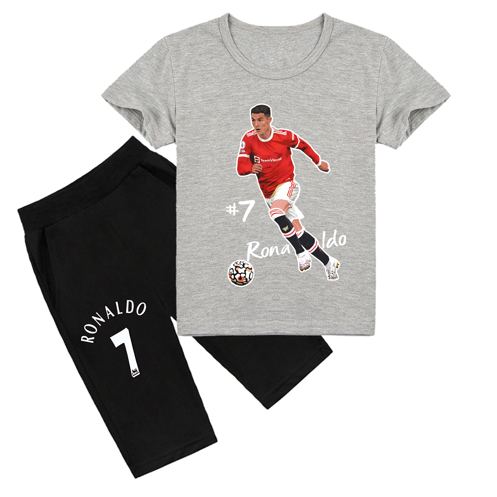 Mayoulove Cristiano Ronaldo Shorts Set for Boys  Girls - Trendy Sportswear, Comfortable Activewear, Kids Fashion-Mayoulove