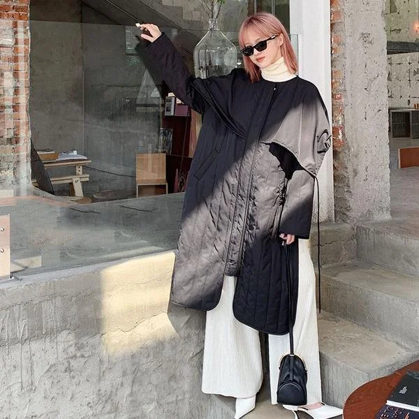 Striped Parkas Fashion New Women Irregular  2020 Winter Minority Loose Parkas