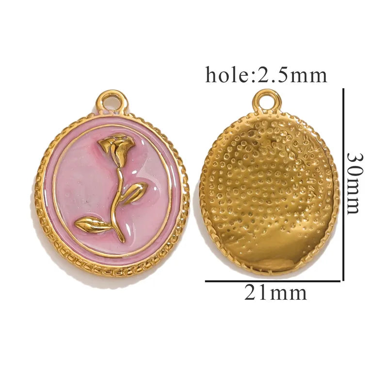 1 Piece 18 * 23mm 19mm 20.5mm 304 Stainless Steel Leaf Rose Flower Pendant Jewelry Accessories