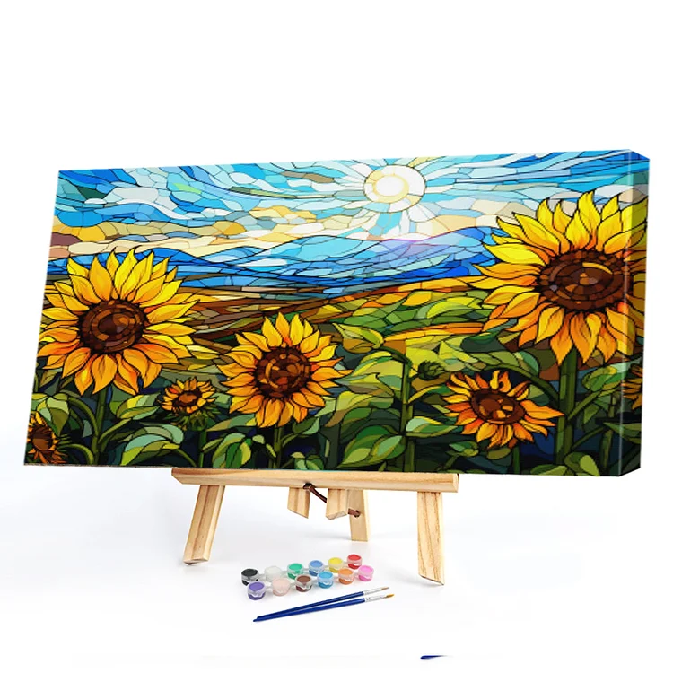 Oil Paint By Numbers - Glass Painting Sunflower - 60*40CM