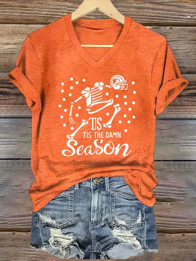 Women's Tis The Season  Print V-Neck T-Shirt 