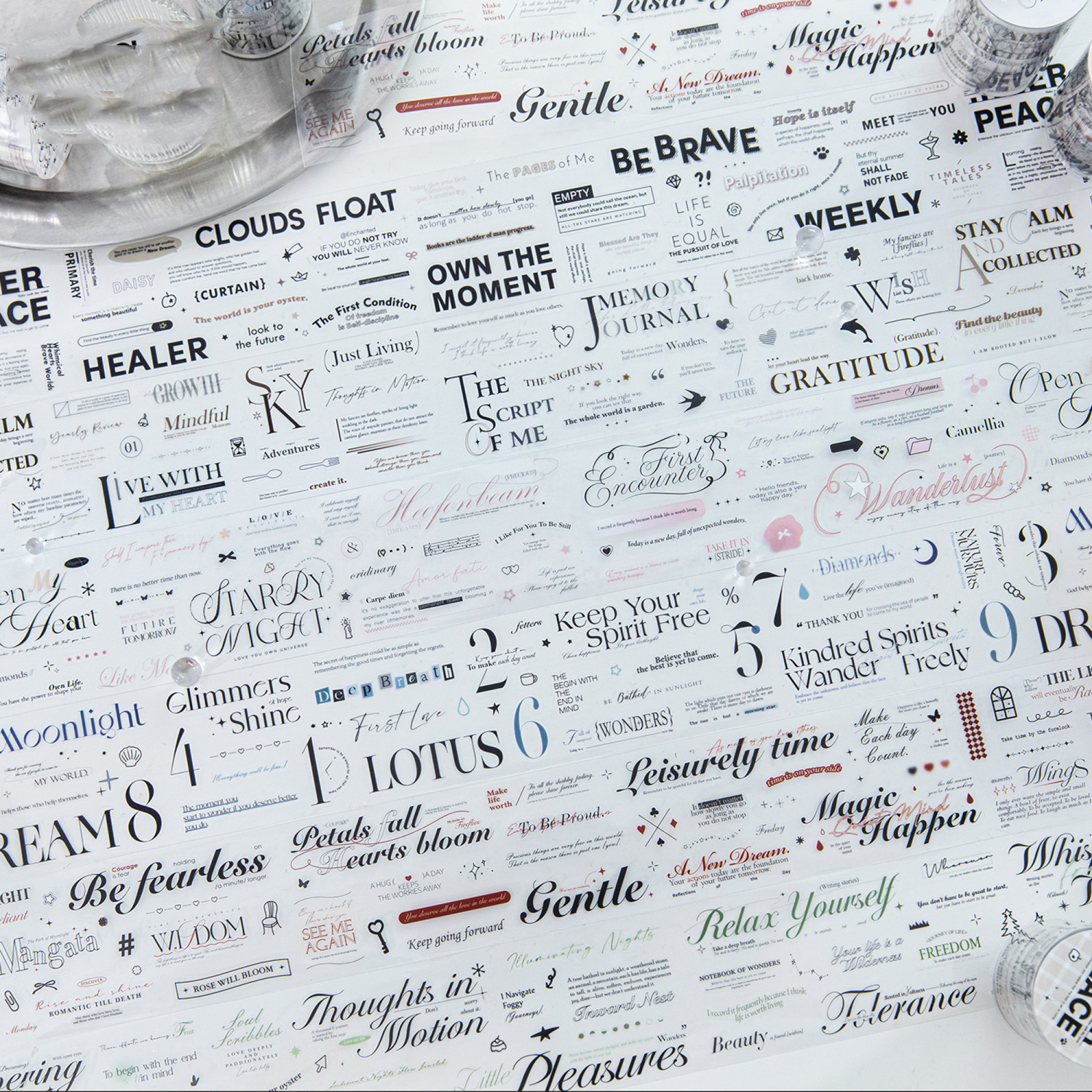 PET 테이프 - 50mm*200cm 로맨틱 오버추어 시리즈 빈티지 영어 텍스트