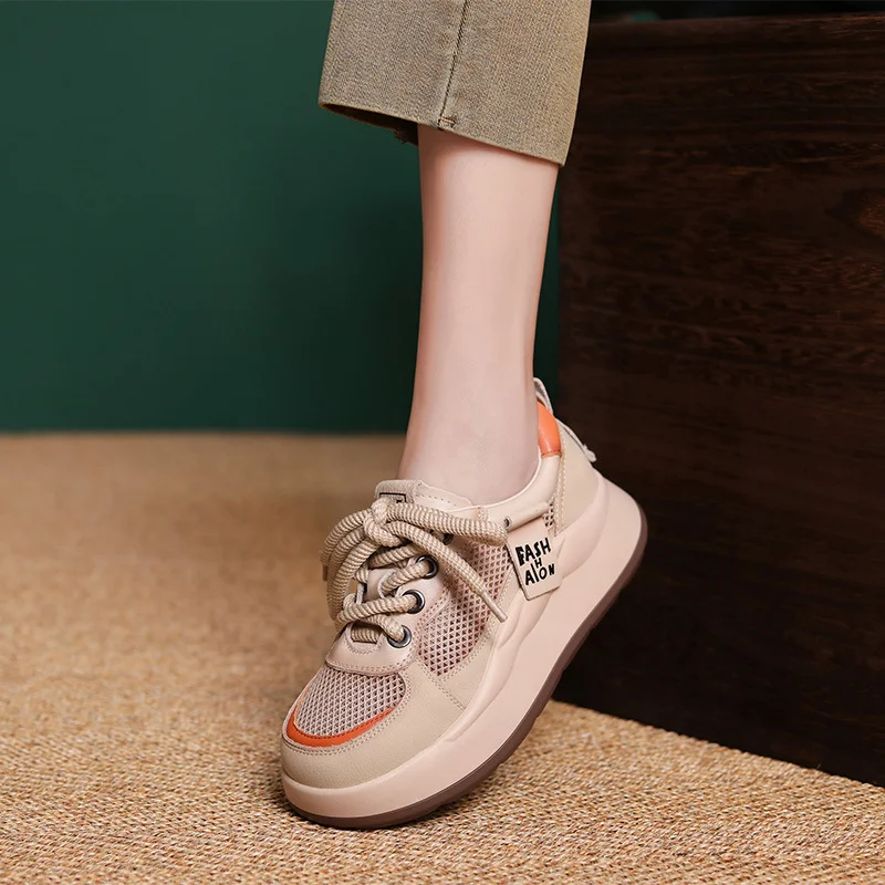 Yyvonne Summer Thin Mesh Shoes Women's Spring And Autumn New Catchable Loose Pastry Bottom Mesh Casual Board Shoes