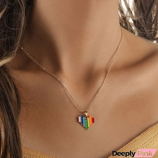 Rainbow Color Heart Design Alloy Necklace