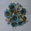 9 Stems Artificial Sunflower Bunch Autumn Home Interior Table Styling Wedding Floral Decor
