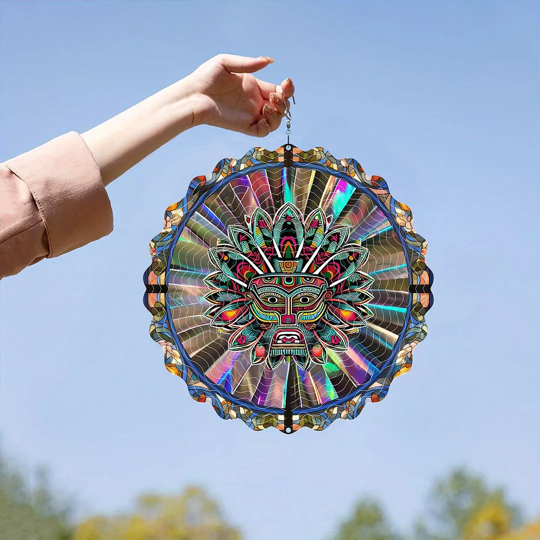 Mandalas Hanging Wind Spinner 360 Degree Rotating 3D Garden Wind Spinners 10-Inch Hanging Wind Catcher Art Gift for Home Garden Halloween Christmas (04)