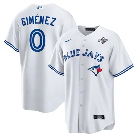 Men's Toronto Blue Jays #0 Andres Gimenez  2025 World Series White Home Replica Jersey