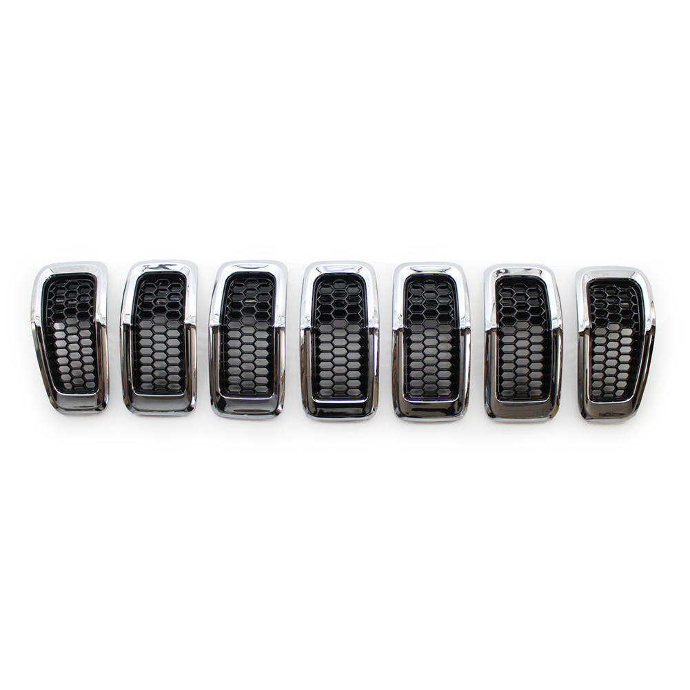 

Front Mesh Grille Grill Inserts with Chrome Trim for Jeep Cherokee 14-18, 501 Original