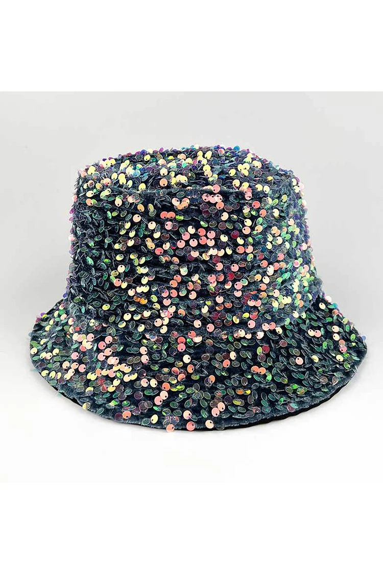 Hip-Hop Sequins Solid Color Festival Fisherman Hat