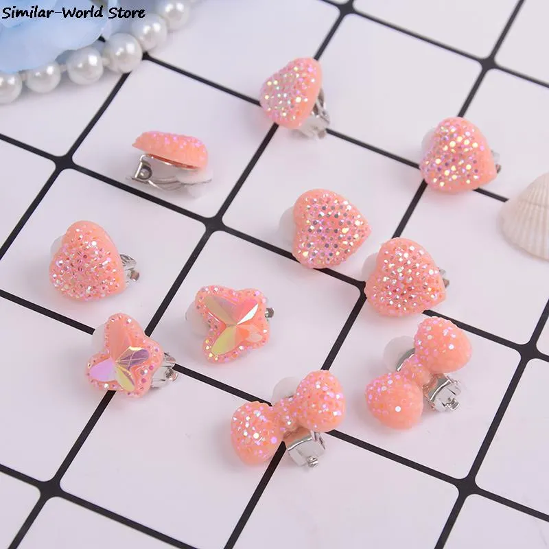 1Pair Heart/Bow/Butterfly Ear Clip Style Earring Soft Invisible Ear Hanging Ear Clip No Piercing Earring For Children Kid