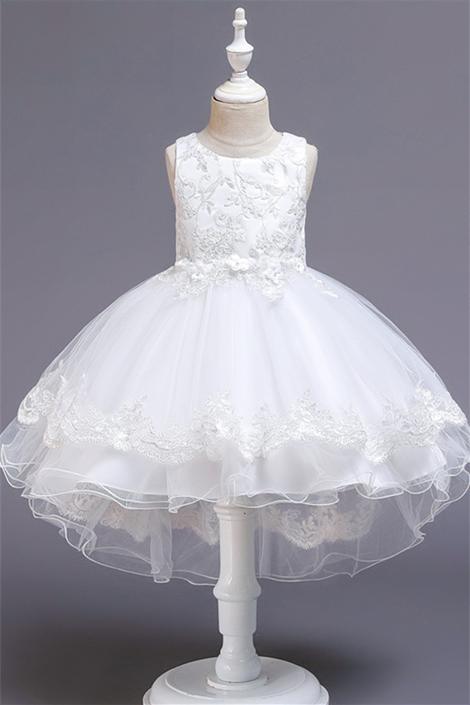 Beautiful Lace Appliques Flower Girl Dress Tulle Bowknot Online - lulusllly
