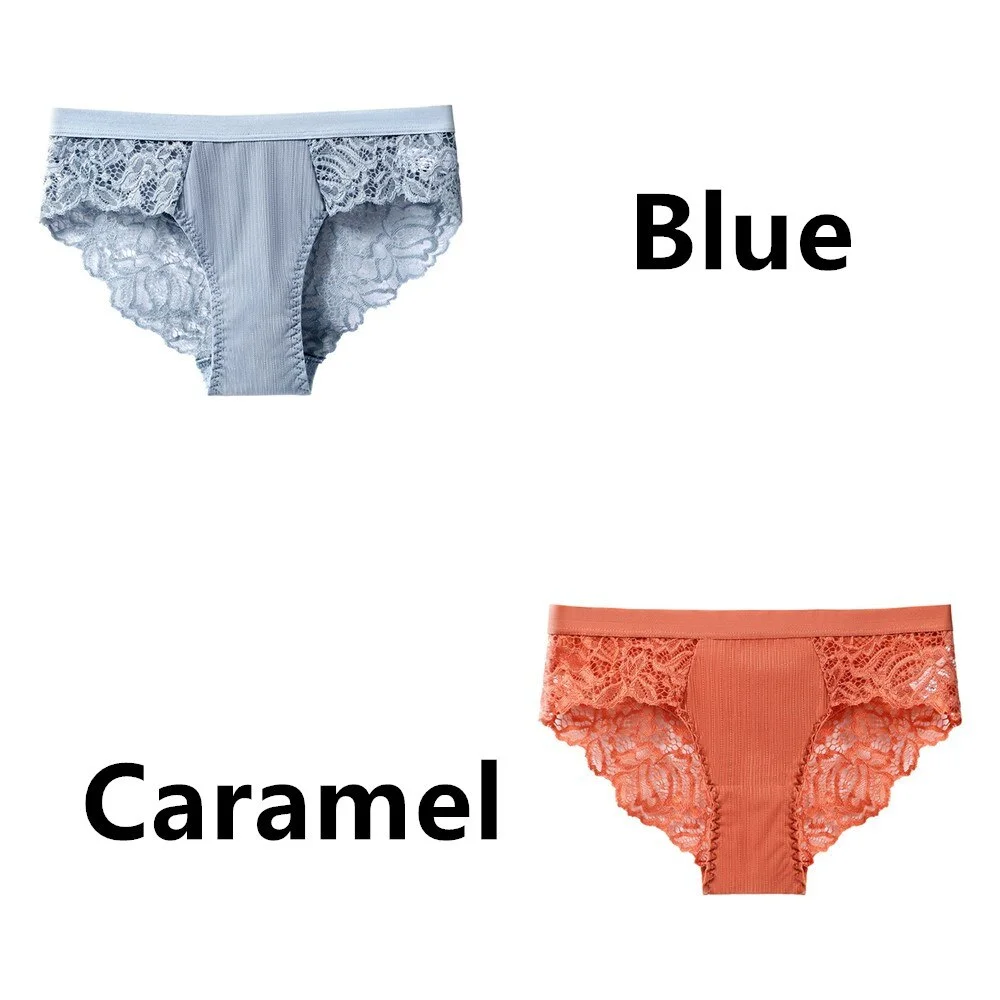 2Pcs/Lot Women's Invisible Underwear Panties Intimate Briefs For Women Sexy Transparent Floral Lace Panties Seamless Panty New