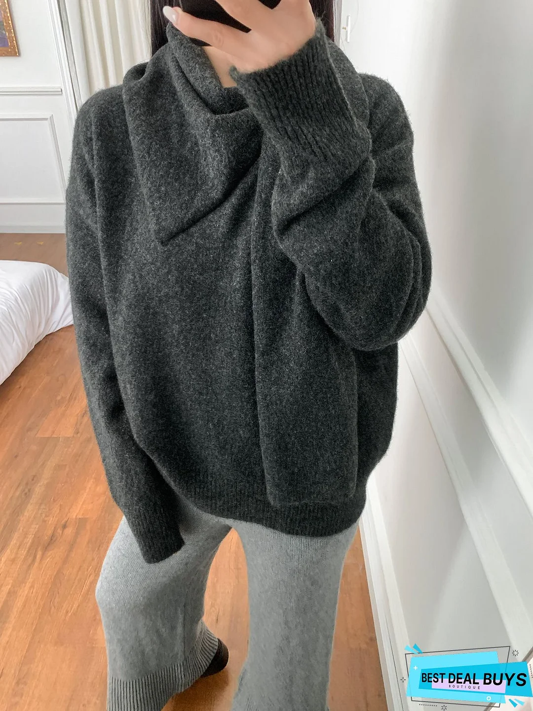Solid Long Sleeve Cotton-Blend Casual Outerwear