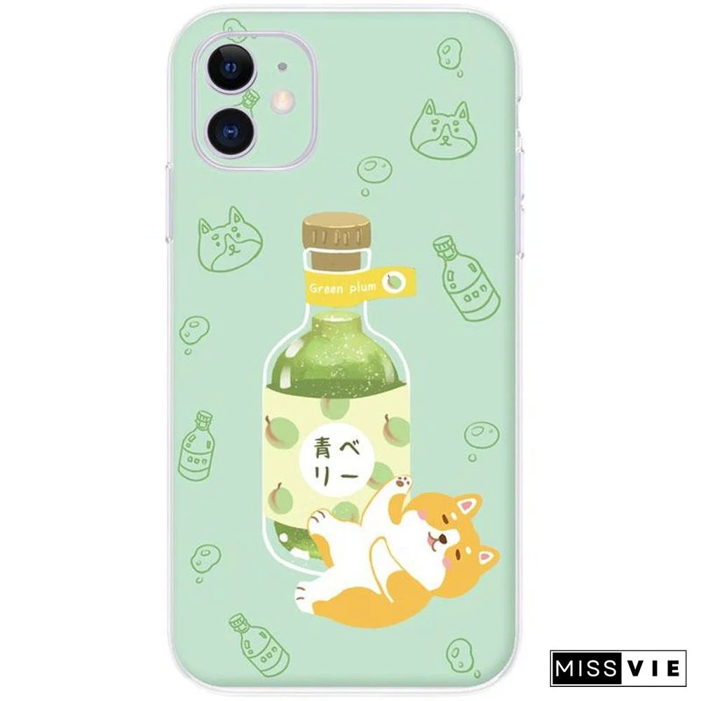 Cartoon Wine Dog Print Silicone Phone Case