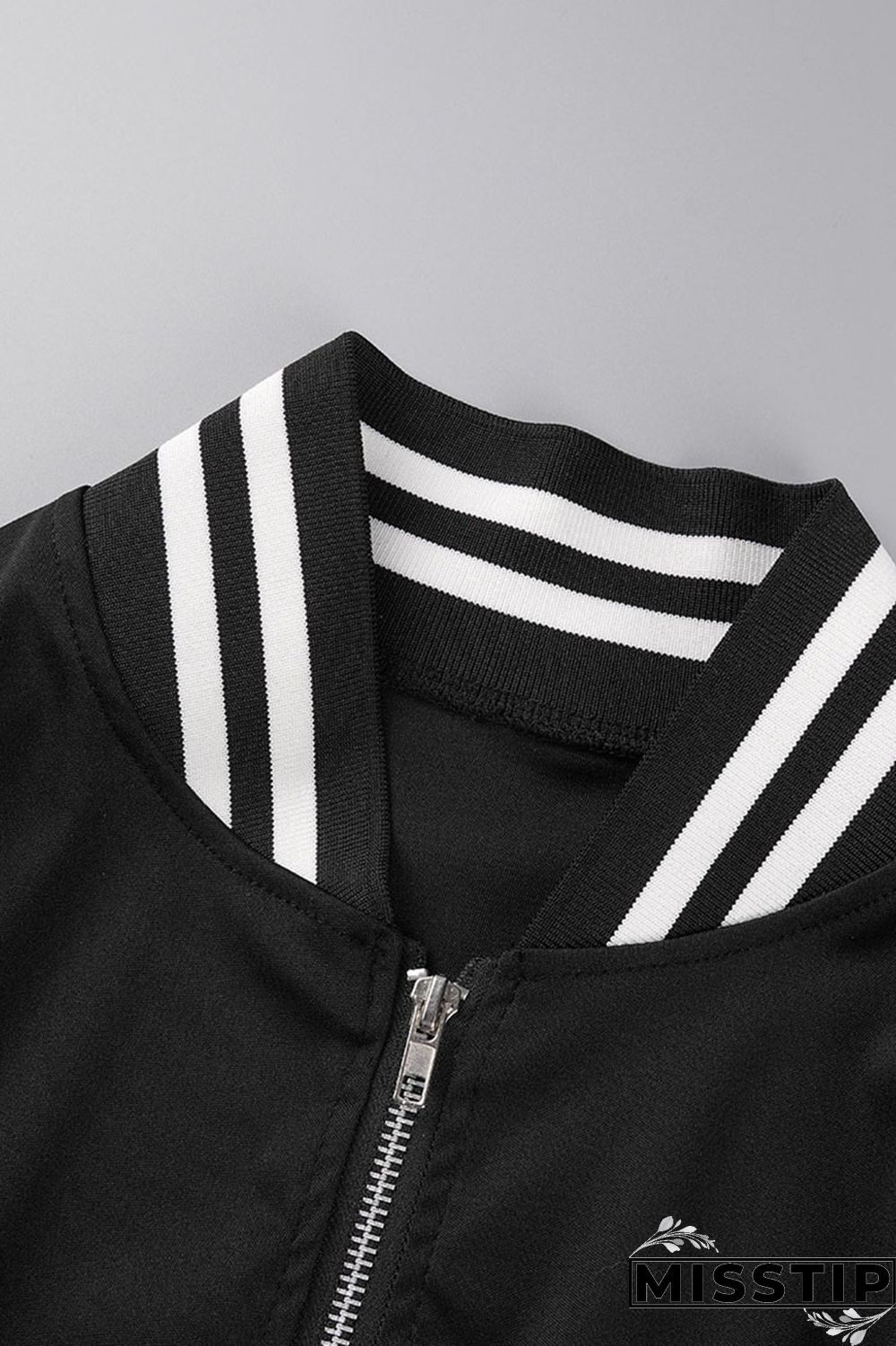 Black Casual Solid Patchwork Zipper Long Sleeve Two Pieces