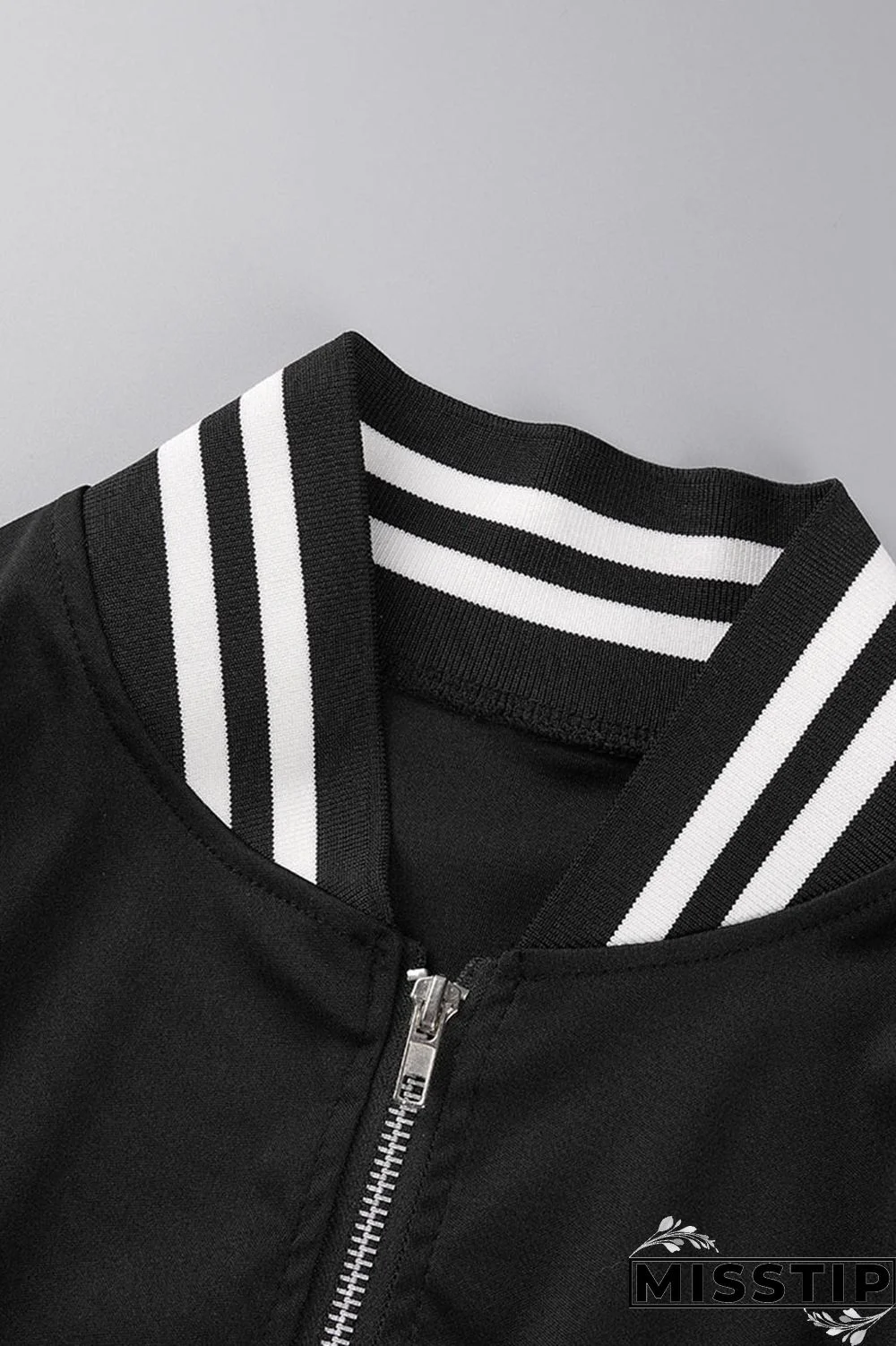 Black Casual Solid Patchwork Zipper Long Sleeve Two Pieces