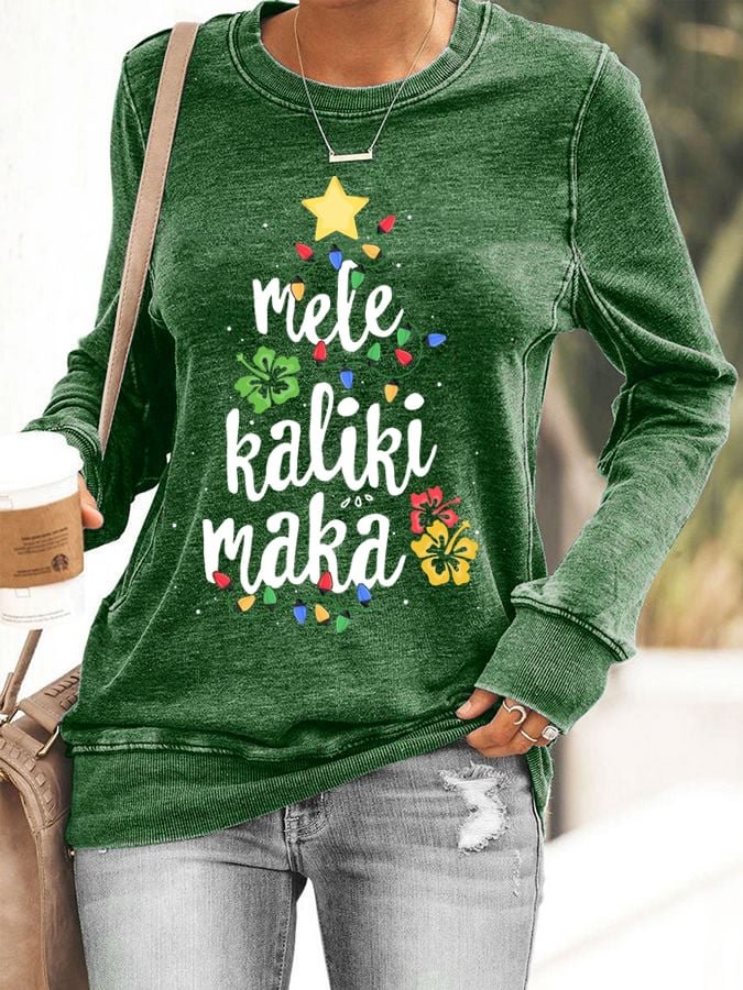 🔥Buy 2 Get 5% Off🔥Women's Mele Kalikimaka Bing Crosby Hawaii Print Casual Crew Neck Sweatshirt