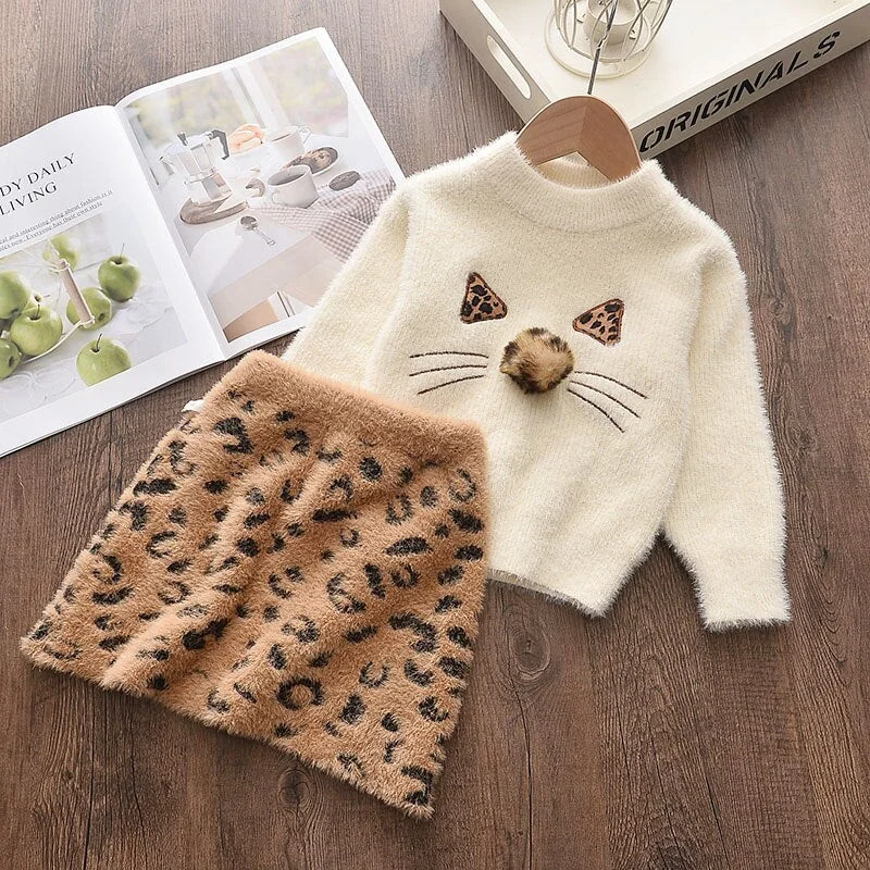 Bear Leader Winter Baby Girl Knitted Dress Warm Autumn Toddler Girls Ruffled Sleeve Sweater Dress Clothing Outfits Lace Dresses